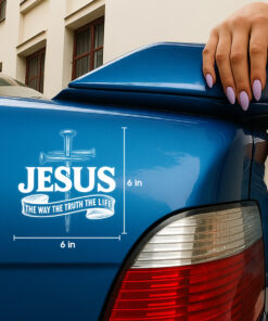 Jesus The Way The Truth The Life Car Decal - Christian Car Stickers, Catholic Car Decal & Faith Cross Vinyl for Car, Truck, Laptop