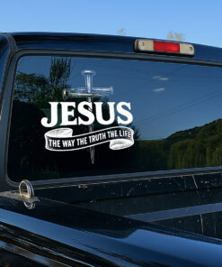 Jesus The Way The Truth The Life Car Decal - Christian Car Stickers, Catholic Car Decal & Faith Cross Vinyl for Car, Truck, Laptop