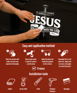 Jesus The Way The Truth The Life Car Decal - Christian Car Stickers, Catholic Car Decal & Faith Cross Vinyl for Car, Truck, Laptop