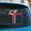 He is Risen Cross Decal - Christian Jesus Car Sticker with Matthew 28-6 Bible Verse, I Love Jesus Car Sticker & Durable Window Decal