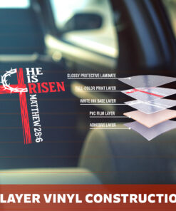 He is Risen Cross Decal - Christian Jesus Car Sticker with Matthew 28-6 Bible Verse, I Love Jesus Car Sticker & Durable Window Decal