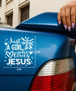 Just A Girl Who Loves Jesus Decal - Christian Stickers, Jesus Stickers & Car Decals - Waterproof Vinyl for Cars, Trucks, Laptops, Windows