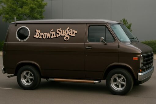 Brown Sugar Retro Van Decal 70s Style Custom Lettering Sticker