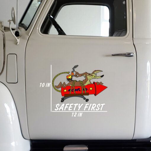 Vintage Rocket Hot Rod Decal Safety First Racing Truck Door Sticker (2pcs)