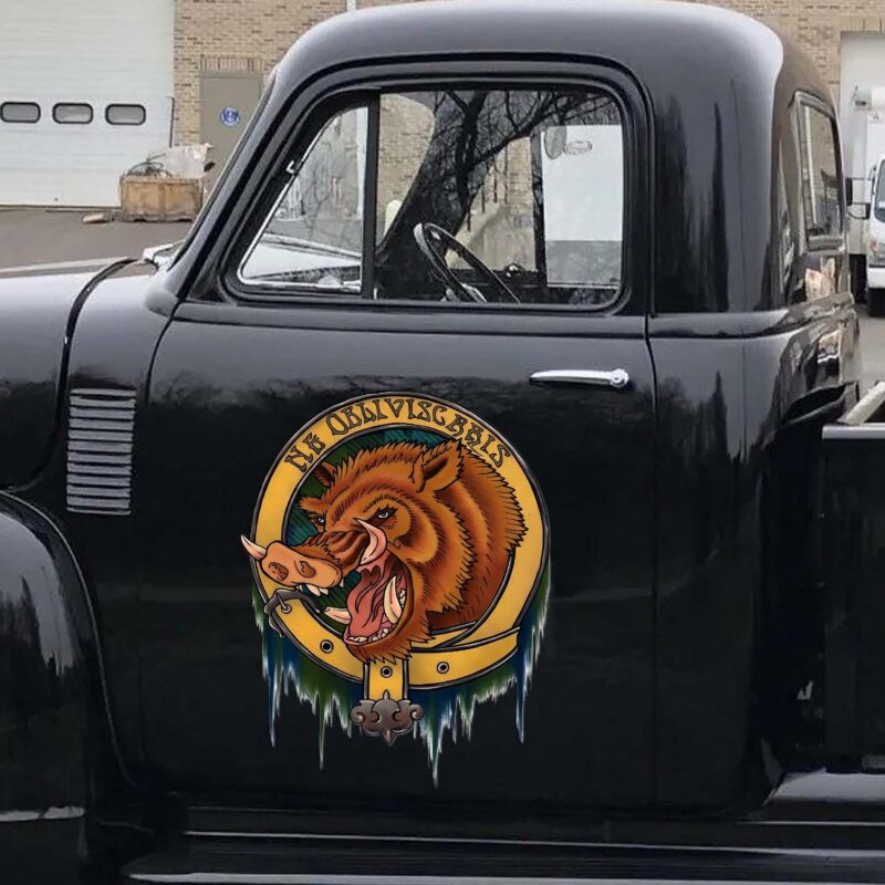 Wild Boar Clan Badge Decal – Fierce Hog Emblem Sticker for Truck & Car 2PCS