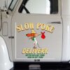 Funny Slow Poke Delivery Retro Cartoon Truck Door Decal 2PCS