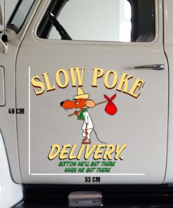 Funny Slow Poke Delivery Retro Cartoon Truck Door Decal 2PCS