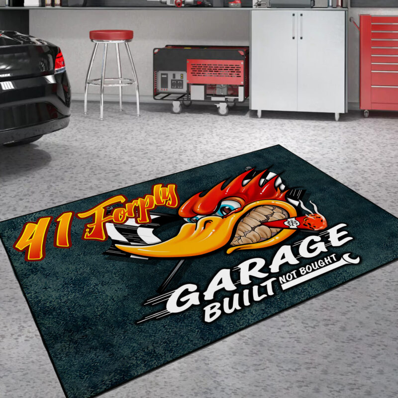 Kultrure Old School Hot Rod Mr. Horsepower Built Not Bought Garage Area Rug