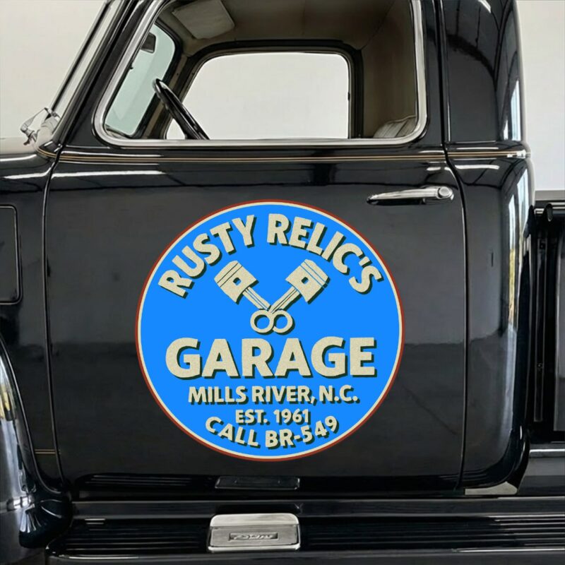 Rusty Relics Garage Decal Vintage Hot Rod Auto Garage Sticker