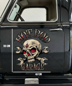 Custom Hot Rod Garage Skull Vinyl Stickers For Car Door 2pcs