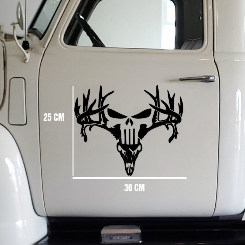 Cutsom Deer Skull Punisher Car Side Door And Window Graphic Vinyl Decals 2pcs